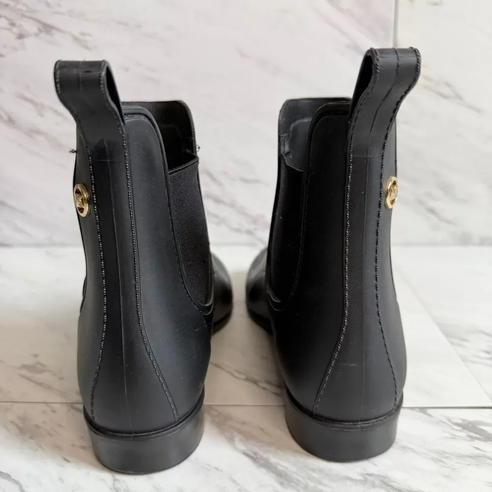 MICHAEL Michael Kors Charm Gore Matte Black Chelsea Rain Boots SZ 8